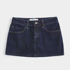 Hollister Denim Mini Skort Size 16 W33 Dark Wash Y2K Low Rise Jean Skirt